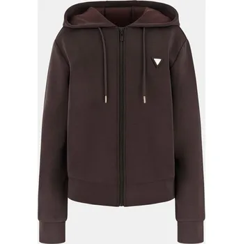 Dámské oblečení Dámská Mikina GUESS OLYMPE FULL ZIP HOODIE SWEATSH V4YQ06KCAY2-A10K – Hnědá S