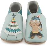 LAIT ET MIEL Kožené capáčky s indiánem 2-3 roky Modrá 25-26