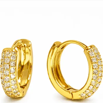 Náušnice Ocelové zlacené oválné náušnice Auria se zirkony