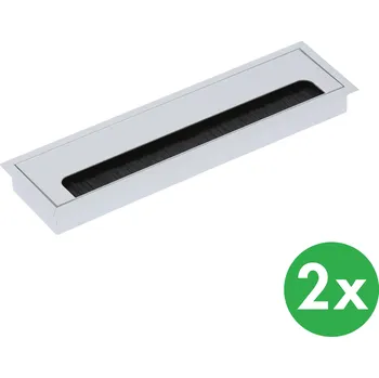 Nábytkové kování Hliníková stolová kabelová průchodka, 80 x 280 mm, balení 2 ks