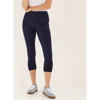 Dámská móda 7/8 legíny s efektem plochého břicha nám.modrá 46/48