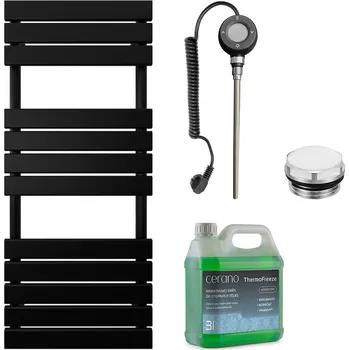 Radiátor CERANO - Koupelnový elektrický radiátorový set Claude - WIFI - 600W - černá matná - 1200x500 mm