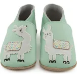 LAIT ET MIEL Kožené capáčky s lamou 2-3 roky Zelená 25-26