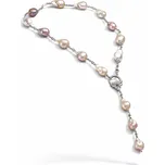 Ocelový náhrdelník s pravými říčními perlami Tesa