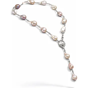 Náhrdelník Aranys Náhrdelník říční perly s přívěškem motýlka Tesa Růžová