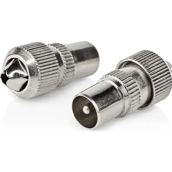 Redukce Nedis Konektor anténní TV zástrčka kovová, 2 ks (CSGB40902ME)