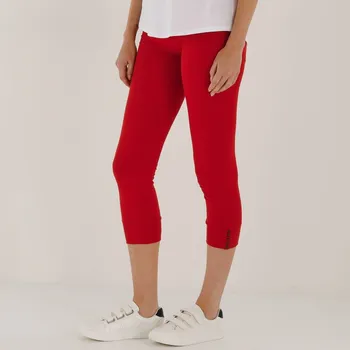 Dámské legíny 3/4 legíny s ozdobnými knoflíčky červená 52