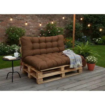 Podsedák Paletové prošívané sezení PIETRO SET - sedák 120x80 cm, opěrka 120x40 cm, hnědá color 22, Mybesthome mall VO