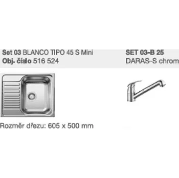 Vodovodní baterie SET 03-B 26 Tipo 45 S Mini přírodní lesk + Daras -S chrom