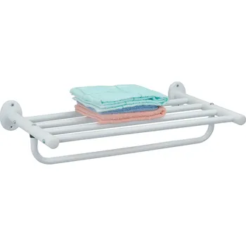 Koupelnový nábytek MSV nástěnná polička na ručníky ALYSSA, bílá, ocel