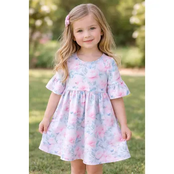 Dívčí oblečení Boho dívčí šaty pastelové růže-Lily Grey 104 / 4 roky