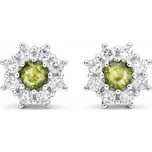 Stříbrné náušnice květ s vltavínem Emerita - Puzeta