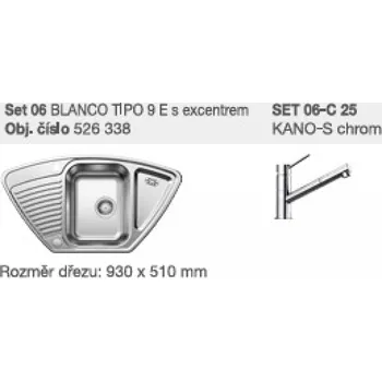 Vodovodní baterie SET 06-C 26 Tipo 9 E přírodní lesk s excentrem + Kano-S chrom