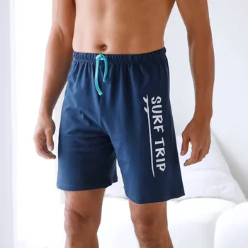 Pánské oblečení Pyžamové šortky, námořnická modrá, potisk"Surf trip" nám.modrá/bledě modrá 60/62