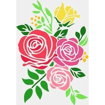 Šablona plastová 29,5 x 21 cm - květiny růže 3 /8595690131643/
