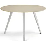 Konferenční stůl PRIMO ZEN, průměr 120 cm, bílá podnož, bříza