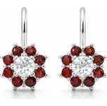 Stříbrné náušnice s přírodním granátem a zirkony Bolli