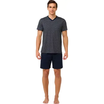 Pánské pyžamo Bavlněné pánské pyžamo Vamp s výstřihem do V 22685 blue velikost L