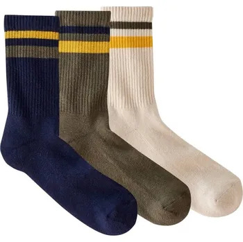 Dámské ponožky Sada 3 párů žebrovaných ponožek s proužky khaki 39/42