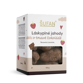ŠUFAN s.r.o. Láskyplné jahody v tmavé čokoládě - 100 g