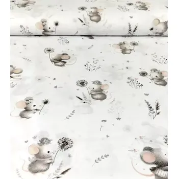 Bavlněná látka myšky na bílé | RTex