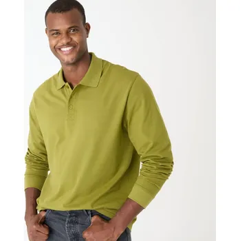 Pánské oblečení Jednobarevné polo tričko s dlouhými rukávy mechová 107/116