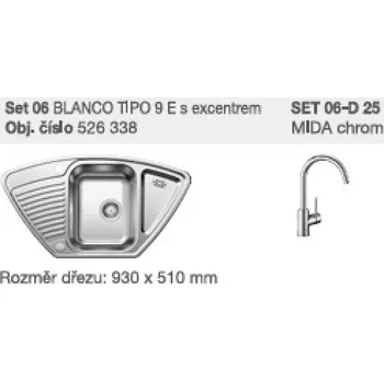 Vodovodní baterie SET 06-D 26 Tipo 9 E přírodní lesk s excentrem + Mida chrom