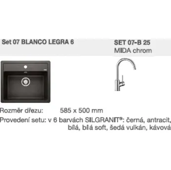 Vodovodní baterie SET 07-B 26 Legra 6 černá + MIDA chrom