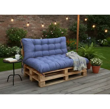 Podsedák Paletové prošívané sezení DENIM PIETRO SET - sedák 120x80 cm, opěrka 120x40 cm, světle modrá color 06, Mybesthome