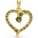 Stříbrný přívěsek srdce s granátem nebo vltavínem Amora - Vltavín, Zlacení