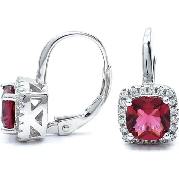 Náušnice Stříbrné náušnice s červeným zirkonem 7mm