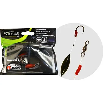 Rybářský háček Wizard Sumcový návazec Monster Upose Mono Bottom Rig 30g 11/0 Round
