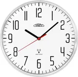 Plastové hodiny bílé/lesklé stříbrné PRIM Radio ? 292 x 48 mm