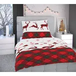 Kvalitex Povlečení Vánoční jeleni bílá/červená/sobi jednolůžko 140x200 + 70x90 cm