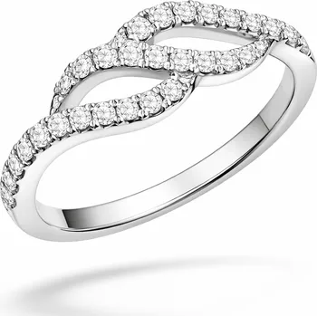 Prsten Stříbrný prsten vlnky se zirkony Grácie - 50