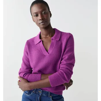 Dámský svetr Pulovr s límečkem a perličkovým vzorem fialová 46/48