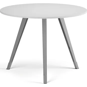 Konferenční stolek Konferenční stůl PRIMO ZEN, průměr 100 cm, šedostříbrná podnož, bílá