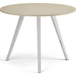 Konferenční stůl PRIMO ZEN, průměr 100 cm, bílá podnož, bříza