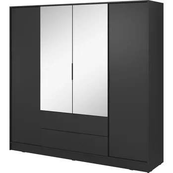 Šatní skříň Šatní skříň Kelly 4D 206 cm se zrcadlem černá
