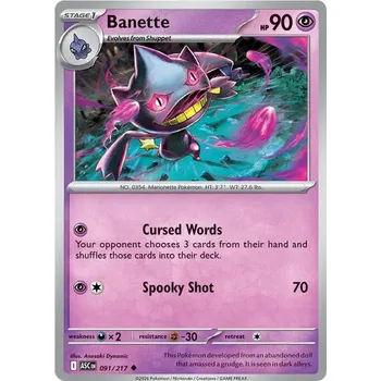Sběratelská karetní hra Banette 091/217 - Ascended Heroes Typ karty: Non-Holo