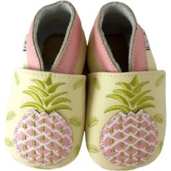 Capáčky LAIT ET MIEL Kožené capáčky s ananasem 0-6 měsíců Žlutá 17-18