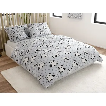 Povlečení Povlečení z mikrovlákna PANDA šedé Rozměr povlečení: 70 x 80 cm | 140 x 200 cm