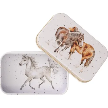 Dóza na potraviny Wrendale Designs Wrendale plechová dóza s víčkem mini Side by Side koně 9,5x6cm