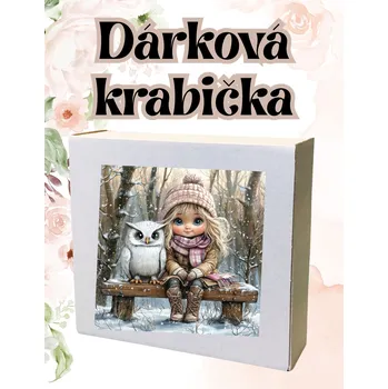 Krabička na výslužku krabička s potiskem Krabička, s potiskem, SOBÍK - HOLČIČKA SE SOVOU 3, 17,3x16x5,3 cm, 1 kus