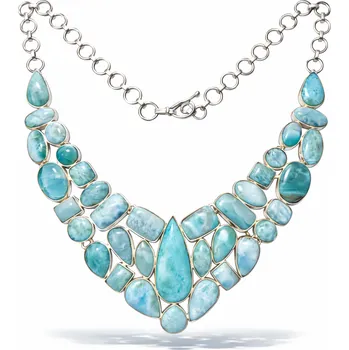 Náhrdelník Stříbrný náhrdelník larimar exkluziv Eiwa