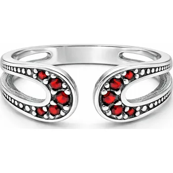 Prsten Stříbrný roztahovací prsten Granátové objetí - 61, Rhodiování