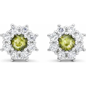 Náušnice Stříbrné náušnice květ s vltavínem Emerita - Šroubek