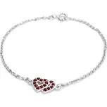 Stříbrný náramek srdce s českým granátem Memory - Rhodiování