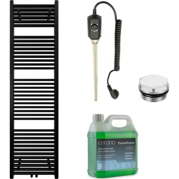 Radiátor CERANO - Koupelnový elektrický radiátorový set Lincoln - 600W - černá matná - 1800x500 mm
