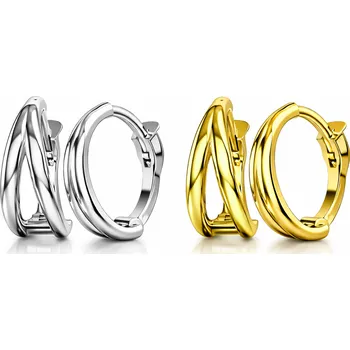 Náušnice Zlaté náušnice Telli – jemné kruhy z pravého zlata - Bílé zlato Au 585/1000